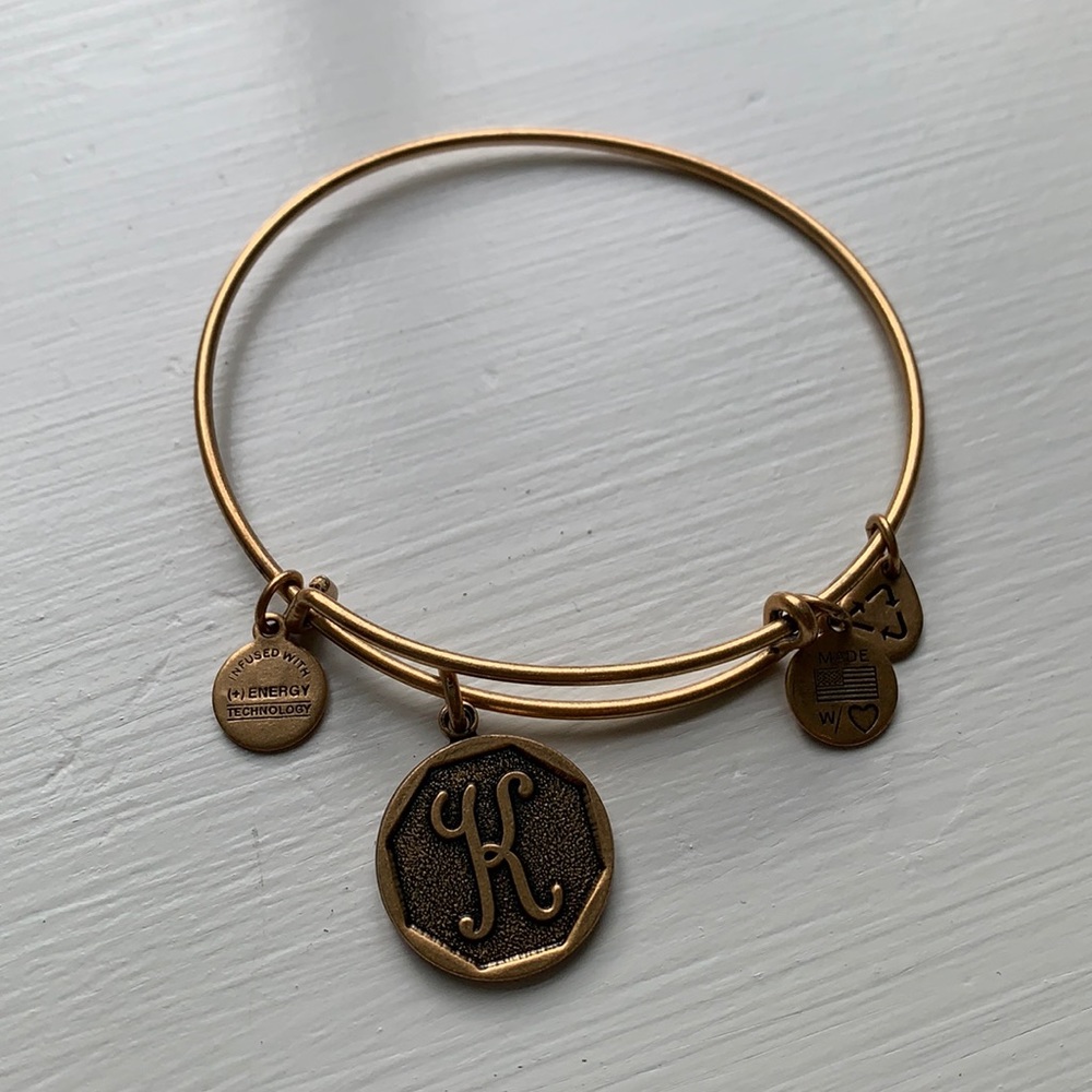 Alex and Ani initial charm bangle K